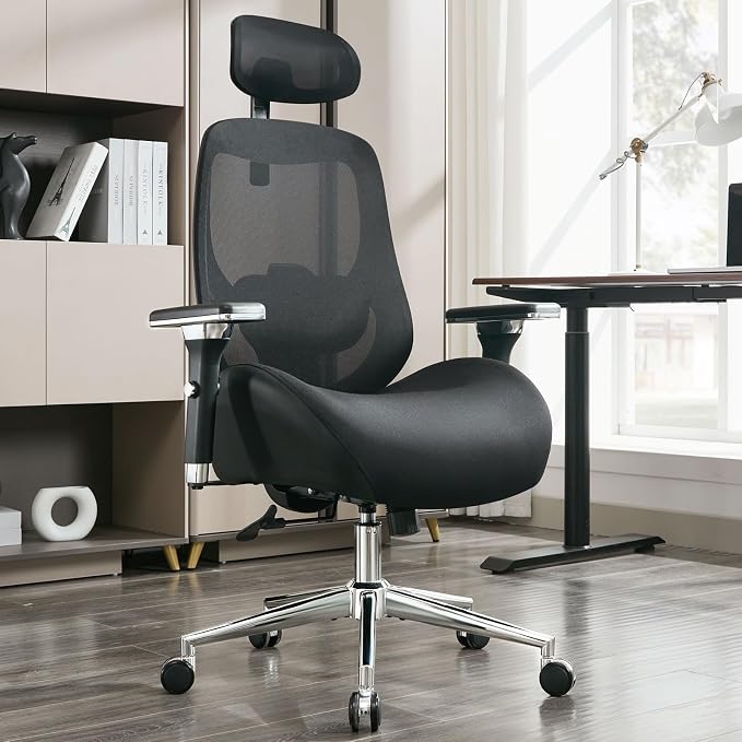 BOSMILLER TitanMax 750lbs Big and Tall Office Chair for Heavy People with Dual Lumbar Support, Oversize Ergonomic Desk Chair with 4D Armrests, Wide Thick Seat & 2D Headrest for 8-Hours Daliy Work