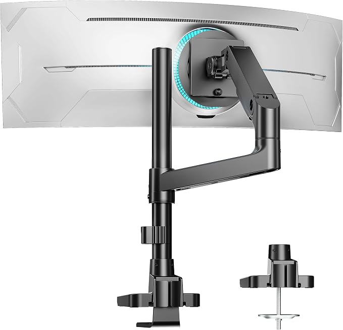 Single Monitor Arm Desk Mount for 17-49 Inch Monitors, Black | Heavy Duty Monitor Mount Stacked Monitor Arm Desk Holds 44 lbs