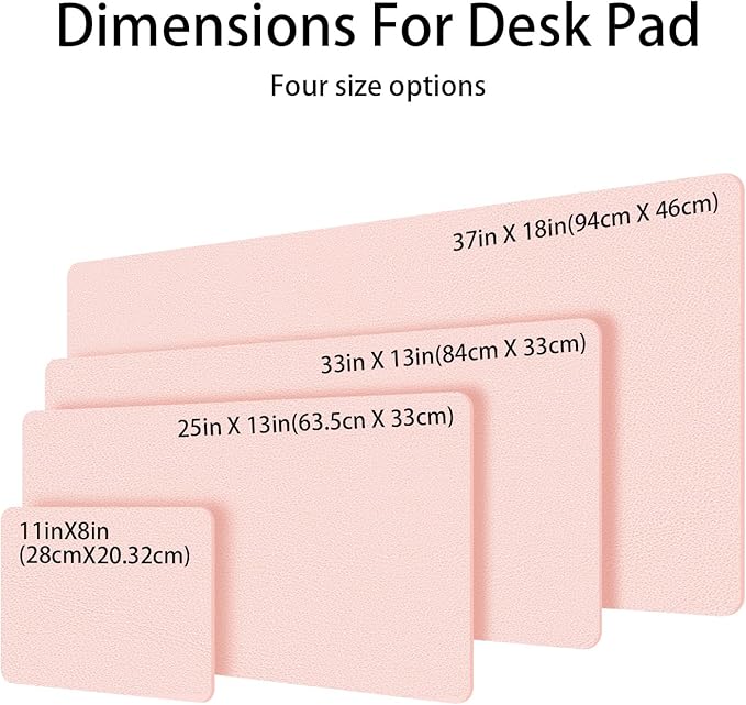 Leather Desk pad Protector,Large Mouse Mat Laptop Desk PadLaptop Computer Desk Keyboard Mat for Office/Work/Home/Decor (Pink, 37 * 18in)