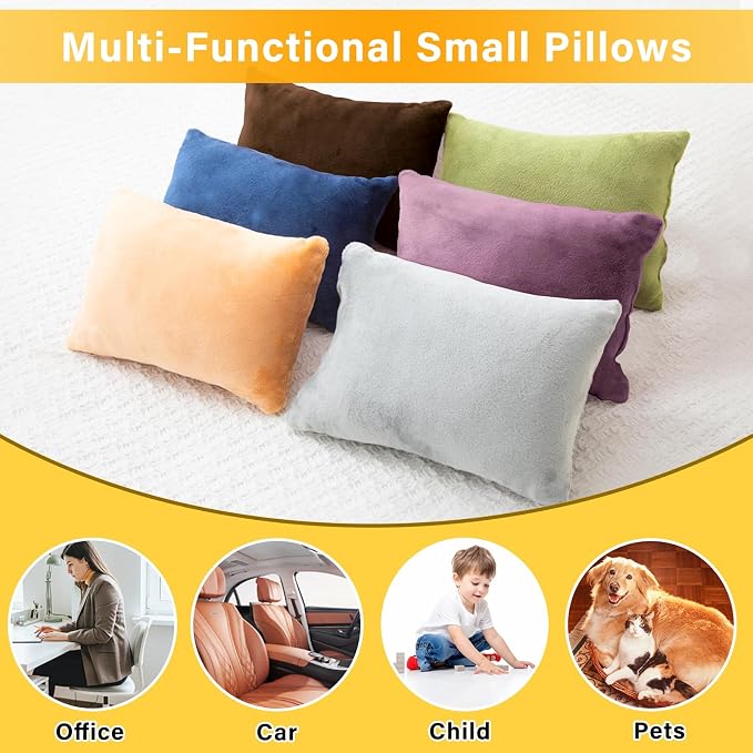 1 MIDDLE ONE 2 Pack Small Pillow, Memory Foam Mini Pillow 11 X 7 Inches for Travel, Sleeping, Nap and Neck, Knee, Lumbar Support, Tiny Cushion for Pet, Dogs (Dark Purple)