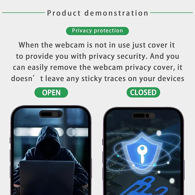Front Camera Cover Compatible for iPhone 16/16Plus/16Pro/16Pro Max/15/15Plus/15Pro/15Pro Max/14Pro/14Pro Max,Webcam Cover Protect Privacy and Security,Not Affect Face ID, 2 Pack-Black
