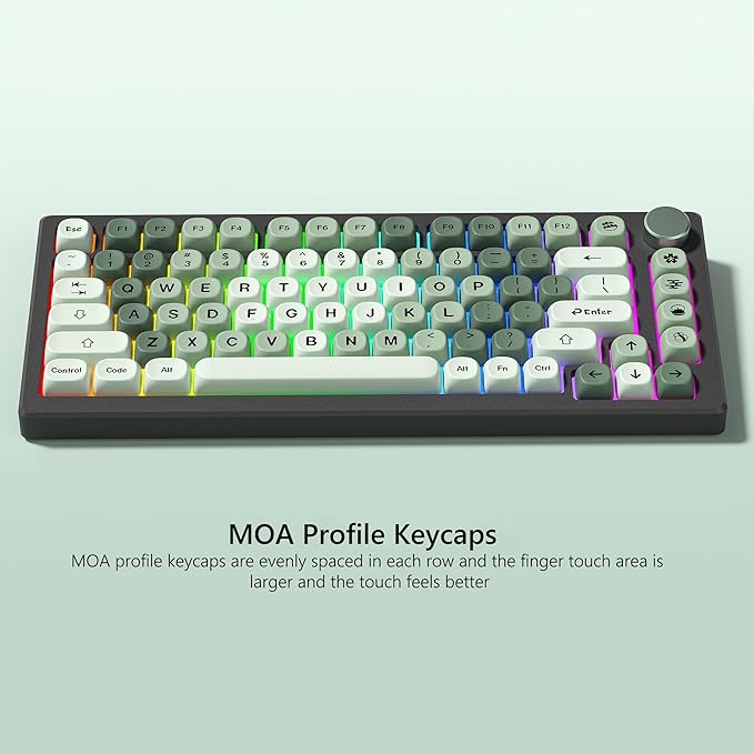 Womier Matcha Keycaps Green, PBT MOA Custom Keyboard Keycaps 60 65 75 100 Percent, Gradient Key Caps Set, 5 Side Dye Sublimation for Cherry Gateron MX Switches Keyboards, Green