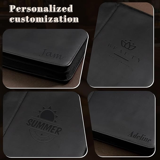 Personalized Genunie Leather Portfolio Binder, Customized Leather Portfolio for Men/Women,Business Portfolio Organizer for A4 Size Notepad, Customized Gift
