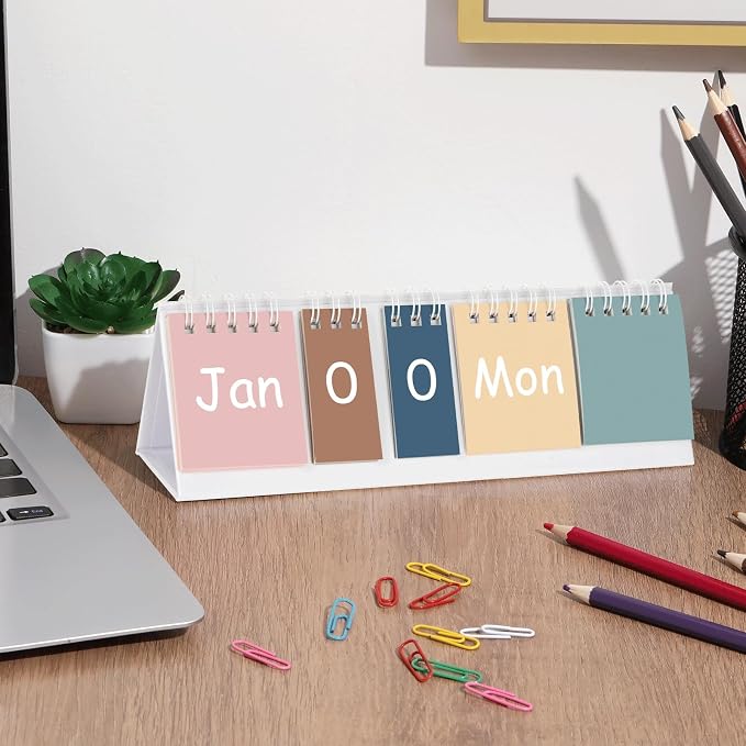 Boho Perpetual Desk Calendar Count Down Flip Calendar Desktop Calendar for Office Classroom Supplies with Day Date Month Display Planner Home Decor Christmas Gift for Women 8.74 x 2.76 Inch