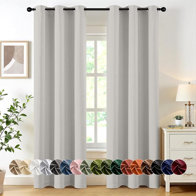 MIULEE Blackout Curtains for Bedroom Living Room 2 Panels, Thermal Insulated Room Darkening Drapes Grommet Noise Reducing Light Blocking Window Treatments 84 Inches Long 40x84 Inch Natural White