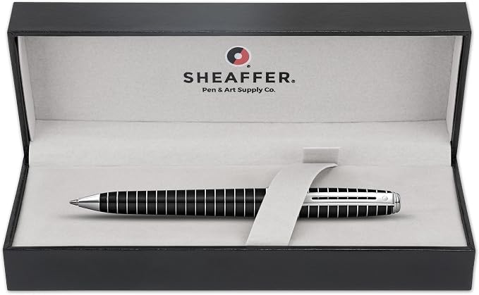 Sheaffer Prelude Black Lacquer w/Horizontal Line Engraving Ballpoint Pen