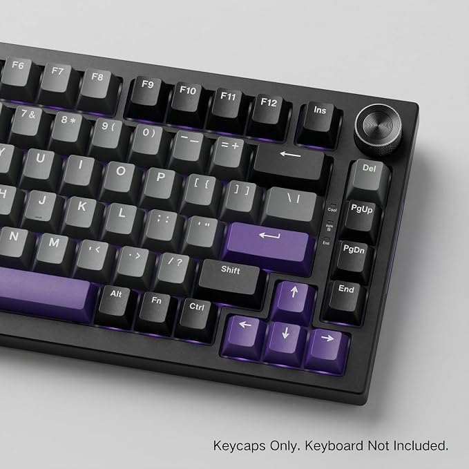 124 Keys Black Grey Purple Keycaps, PBT Double Shot Cherry Profile Keycap Set, Custom Mechanical Keyboard Keycaps for 60% 65% 75% 87% 100% ANSI Layout，Cherry Mx Switches