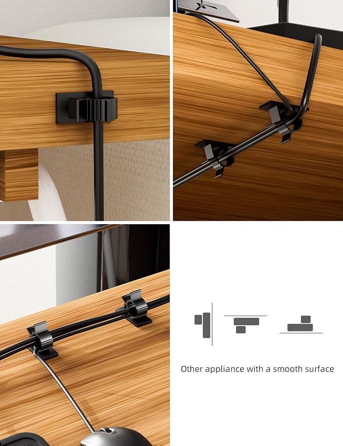 Viaky 30Pcs Black Wire Clips,Self Adhesive Cables Clips Cable Organizer | Adjustable Cable Organizer Cord Holder for RV, Car, Workshop, Audio Cables,Cables Clamps for 0.5 Inch (12.5mm) Cables