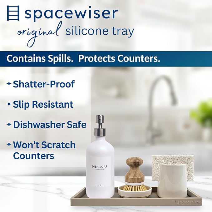 Silicone Countertop & Vanity Tray – 11.7” Bathroom Counter Tray | Bathroom Tray, Bathroom Tray Countertop, Tray for Bathroom Counter, Silicone Kitchen Tray for Counter & Countertop Organizer