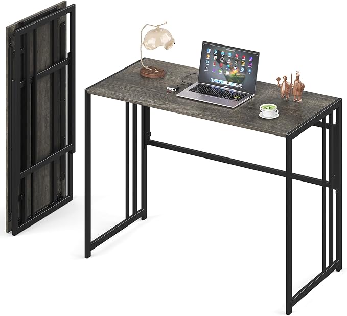 Elephance 40" Folding Computer Desk No Assembly Needed Foldable Small Home Office Desk Study Writing Desk Gaming Table for Small Space