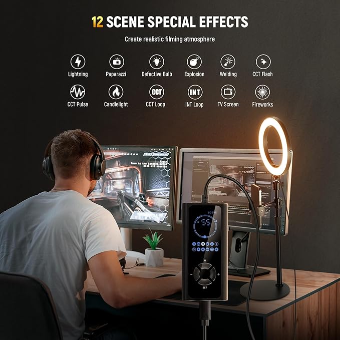 NEEWER RH8B 8" Desk Ring Light with Stand, Circle Selfie Light with Phone Holder and SP08 Continuity Camera Mount for Desktop Monitor, 18W Video Conference Lighting Kit for Laptop Zoom Podcast