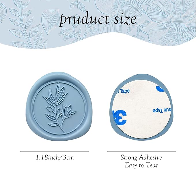 50Pcs Dusty Blue Self-Adhesive Wax Seal Stickers - Wax Seal Perfect for Wedding Invitation or Envelope Good Adhesion and Easy to Use, Wedding Invitation Accessories