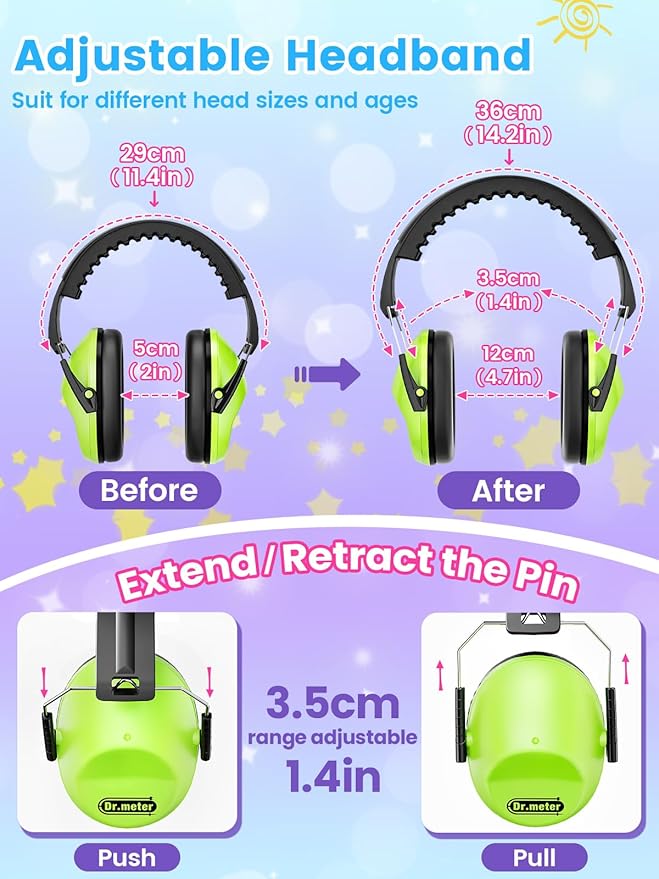Ear Muffs for Noise Reduction: 27.4SNR Noise Cancelling Headphones for Kids Adults, EM100 Adjustable Hearing Protection Earmuffs for Monster Jam, Autism Sensory, Concerts, Fireworks