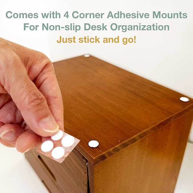 Double Drawer Desktop Storage Organizer in a Modern Wood Design (9.8”x6.9”x 5.1”) 2-Drawer Stackable Drawer Unit - Wood Monitor Riser (1-Pack)