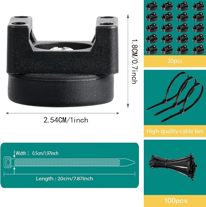 20 Pcs zbab1 Magnetic Zip Tie Mount Base, 35LBS Strong Magnetic Wire Holder & Cable Clips,Magnetic cable management for cars, offices, homes, and boats Diameter 25mm