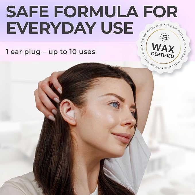 Peace&Quiet PQ Wax Ear Plugs for Sleeping, Swimming - 30 Soft Noise Cancelling Silicone Gel Wax Earplugs for Sleep and Swimmers, Ear Protection with Sound Blocking Level of 32 Db, Lavender