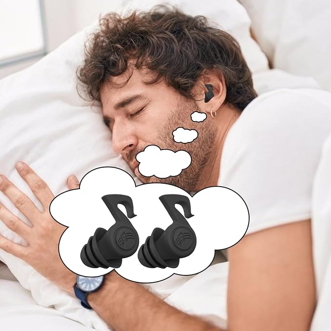 Reusable Silicone Ear Plugs – 3-Layer Noise Reduction Design, Super Soft Comfortable Ear Plugs, Durable and Multi-Purpose Hearing Protection| Ideal for Traveling, Studying, Working, Reading