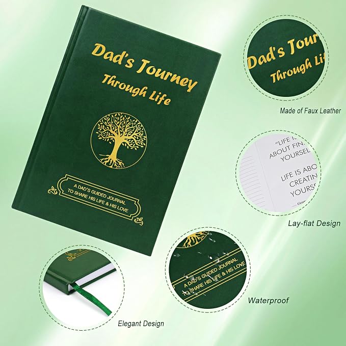 A Father's Guided Journal to Share His Life Memory Keepsake Book,Fathers-Day Birthday Gift for Dad Life Journey Daddy Story Journal,Hear Dad Story,Dark Green