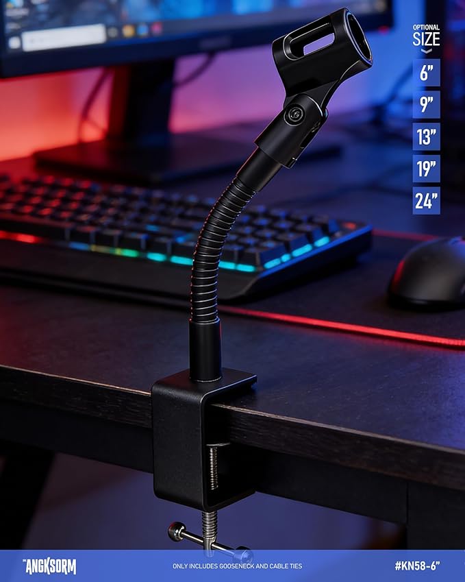 6-INCH Heavy-Duty Microphone Flexible Gooseneck Hose Arm - Mic Stand Mount Extension Tubes with Universal 5/8-27" Thread