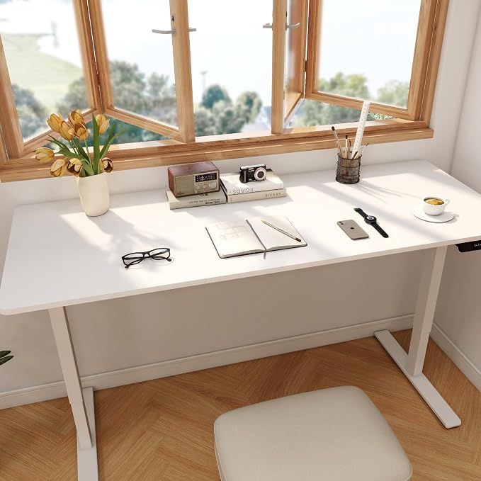 FLEXISPOT 71"x32" Electric Standing Desk, White | Dual Motor, 198 LBS Capacity, Spacious Workspace, Multi-Monitor Setup, Home Office & Creative Studio