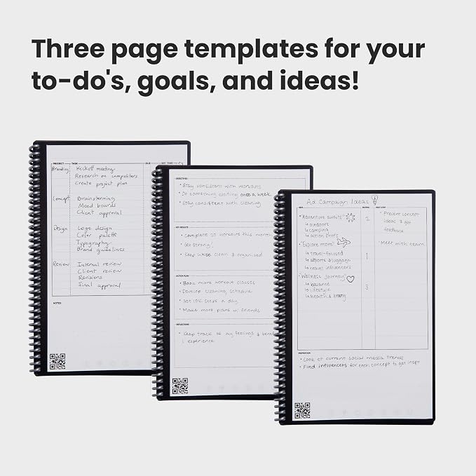 Rocketbook Fusion Reusable Undated Productivity Planner, Executive Size 6x8.8, Green - Goals, Monthly and Weekly Calendar, Daily To-do List, Lined and Dotted Notes Pages