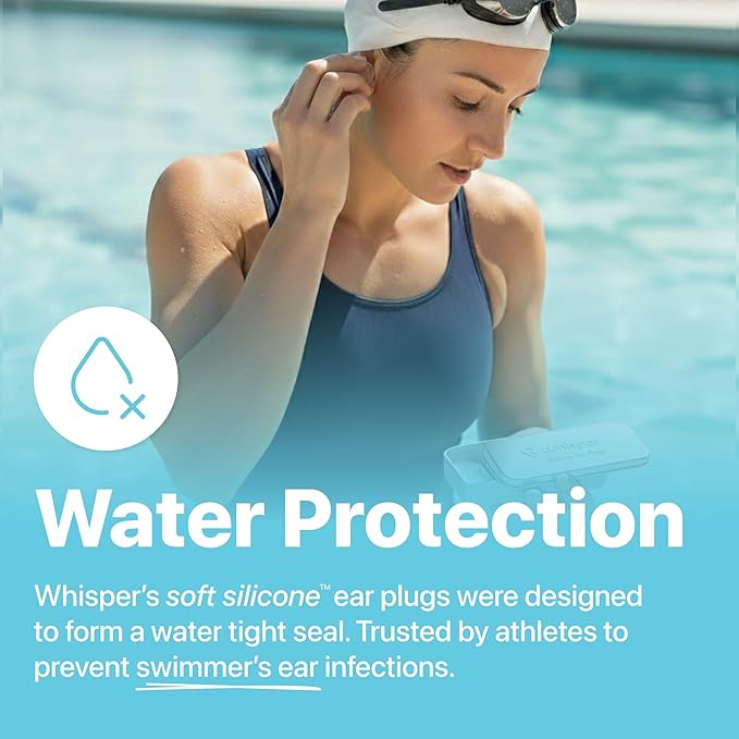 Whisper Ear Plugs (14 pcs) | Soft Silicone | Reusable Silicone Ear Plugs for Swimming, Sleep, Travel, Noise & Snoring | Moldable Comfort Fit Wax Earplugs for Sleep | Waterproof Swim Ear Plugs Adults