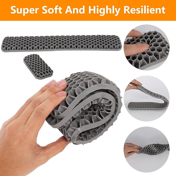 Ergonomic Keyboard and Mouse Wrist Rest Set, Silicone Honeycomb Design, 17.7 x 2.8 x 1 Inches, Non-Deformable Support for Office Gaming Typing (Grey)