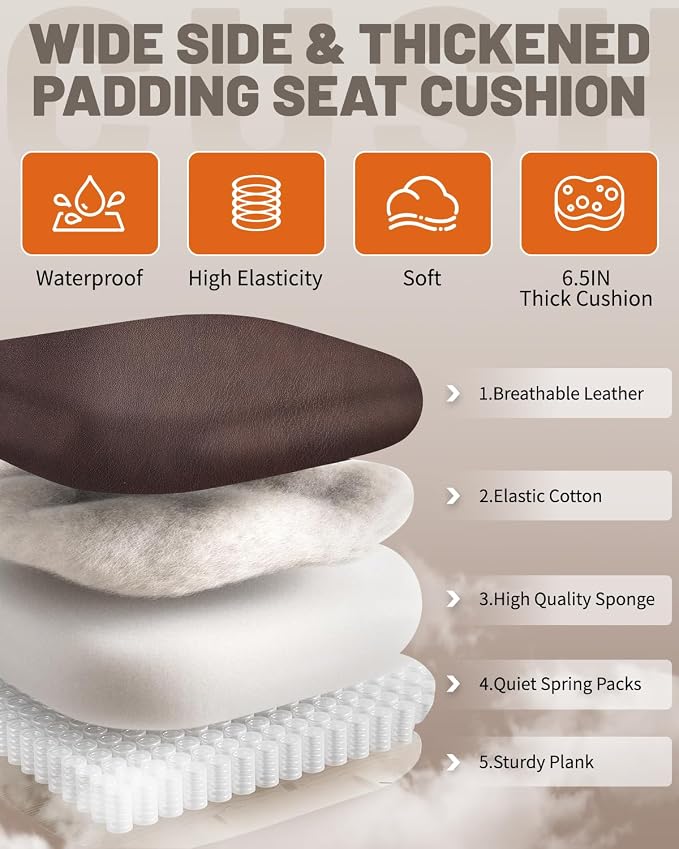 800LBS Heavy Duty Office Chair & Massage Footrest Big & Tall Executive Chair with Adjustable Lumbar Support, PU Leather, Extra Wide Seat for Comfort