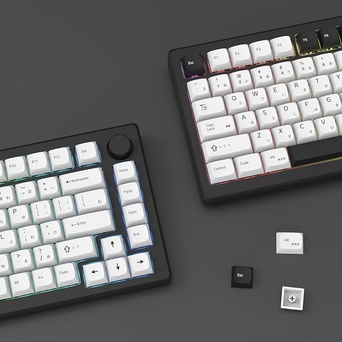 XDA White Keycaps, XVX Japanese PBT Keycap Sets, Bow Key caps 75 Percent Dye-Sublimation Keyboard Keycaps for 61/64/68/84/87/100/104/108 Cherry MX Mechanical Keyboard
