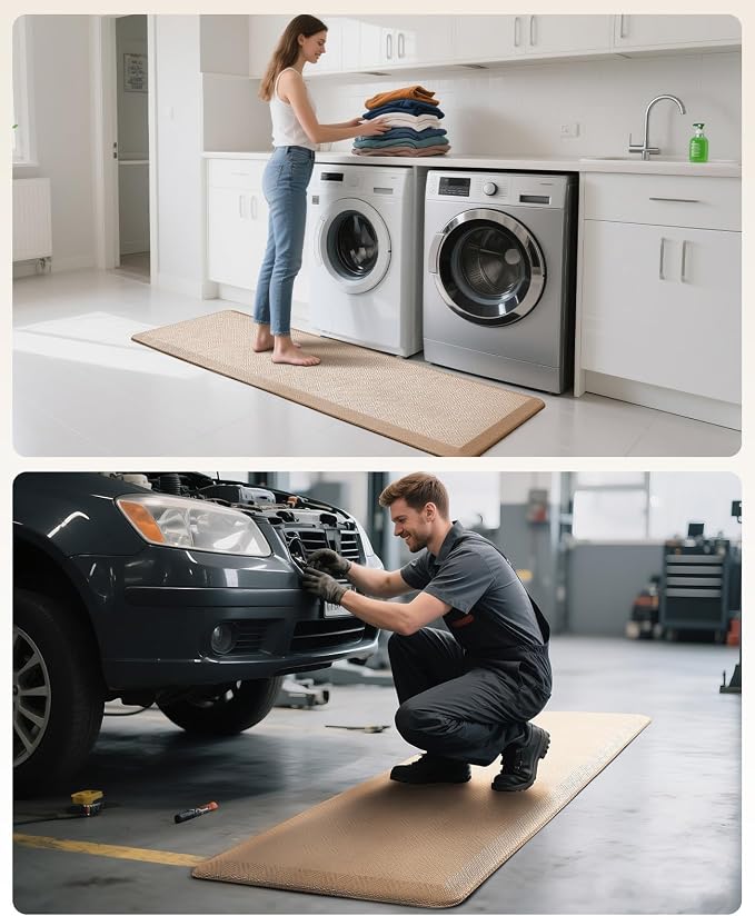 Ophanie Kitchen Mats for Floor,3/4 inch Thick,20x60 Anti Fatigue Cushioned Mat with 99+ Pairs of Anti-Slip Bottom Ridges,Kitchen Rugs,Waterproof,Comfort Ergonomic Standing Mat for Office,Home,Sink