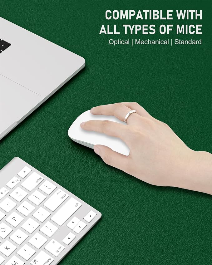 Desk Pad, 48" x 17" PU Leather Non-Slip Desk Mat Large Mouse Pad for Desktop, Waterproof Laptop Computer Writing Mat for Office, Home, Work, Gaming, Dark Green