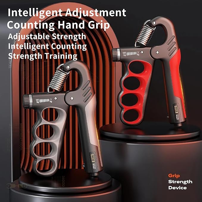 Grip Strength Trainer, Hand Grip Strengthener with Adjustable Resistance 11-220Lbs(5-100KG), Automatic Counter, Ergonomic Design, Forearm Strengthener for Musicians Athletes and Injury Recovery