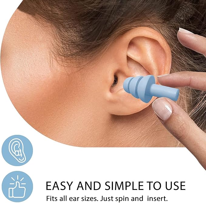 Earplugs for Sleeping,8 Pairs Noise Cancelling Silicone Earplugs for Sleeping Swimming Snoring Concerts