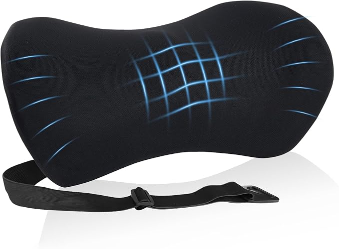 Lumbar Support Pillow for Office Chair and Car Seat, Lumbar Pillow with Adjustable Strap, Memory Foam Back Pillow for Lower Back Pain Relief, Back Support Pillow for Sitting, Driving, Traveling