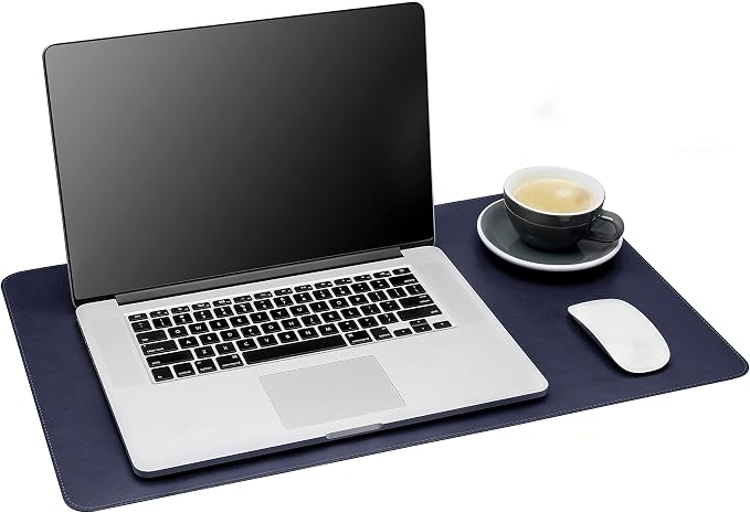 Gallaway Leather Desk Mat - Office Writing Desk Pad, Medium 24" x 14" Navy Blue, Gift Ready Elegant Computer Desk Cover Protector