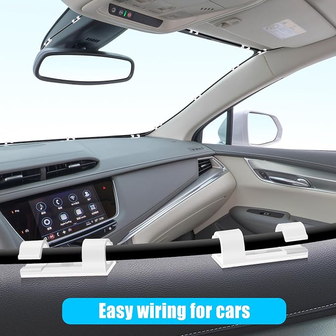 XHF 50pcs Medium Self Adhesive Cable Clips White,Wire Clips Cable Management Wire Organizer Cord Holder for Under Desk, Car, Wall, TV PC Ethernet Cable