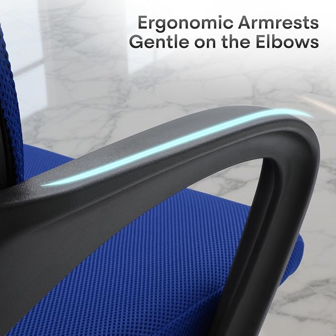 Ergonomic Mesh Office Chair, Heavy Duty 330 Lb Capacity 2 Pack, Blue | Mid-Back Desk Chair, Rolling Wheel, Breathable Mesh Backrest & Lumbar Support, Adjustable Height, Sponge Seat for Home Office