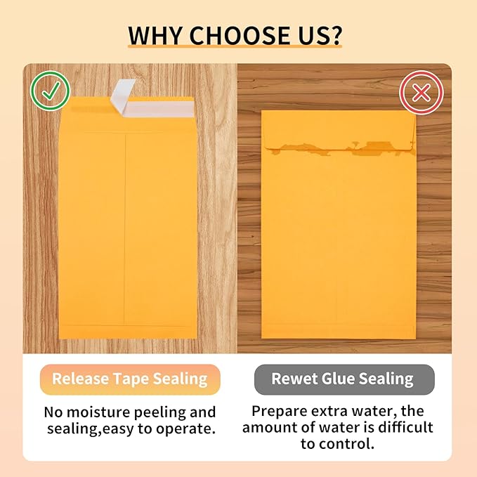Joyberg 6x9 Envelopes Self Seal, Yellow Envelopes 6x9 Printable, Catalog Mailing Envelopes 6 x 9 Tear Resistant, Kraft Envelope for Mailing Letters, Documents, Photos, Invitation Cards