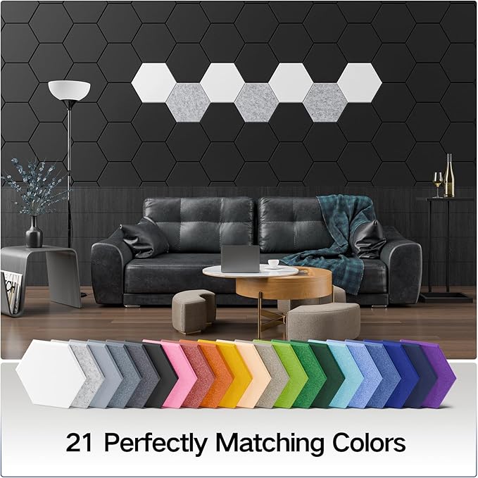 18 Pack Self-Adhesive Acoustic Panels 12" X 10" X 0.4" - Sound Proof Foam Panels for Wall with High Density, Hexagon Design, Flame Resistant, Absorb Noise and Eliminate Echoes(Tangerine)