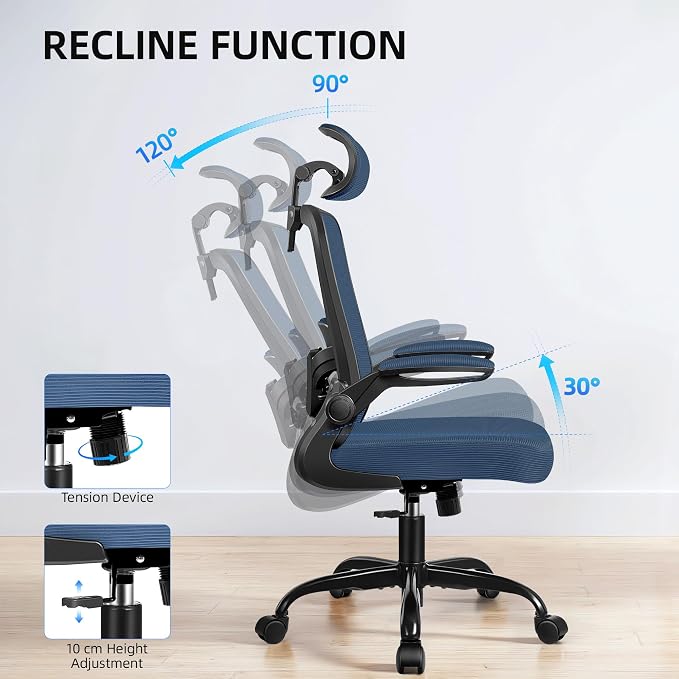 FelixKing Office Chair, Desk Chair with Adjustable Lumbar Support, Ergonomic Computer Chair with High Back and Armrest, Adjustable Height Gaming Chair Home Office Swivel Chair(Navy)