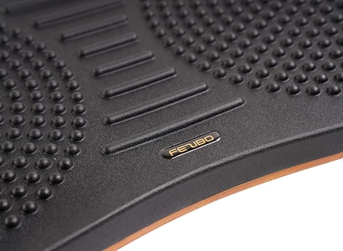 Standing Desk Anti Fatigue Mat Wooden Wobble Balance Board Stability Rocker with Ergonomic Design Comfort Floor Mat Accessories(Large, Obsidian Black)