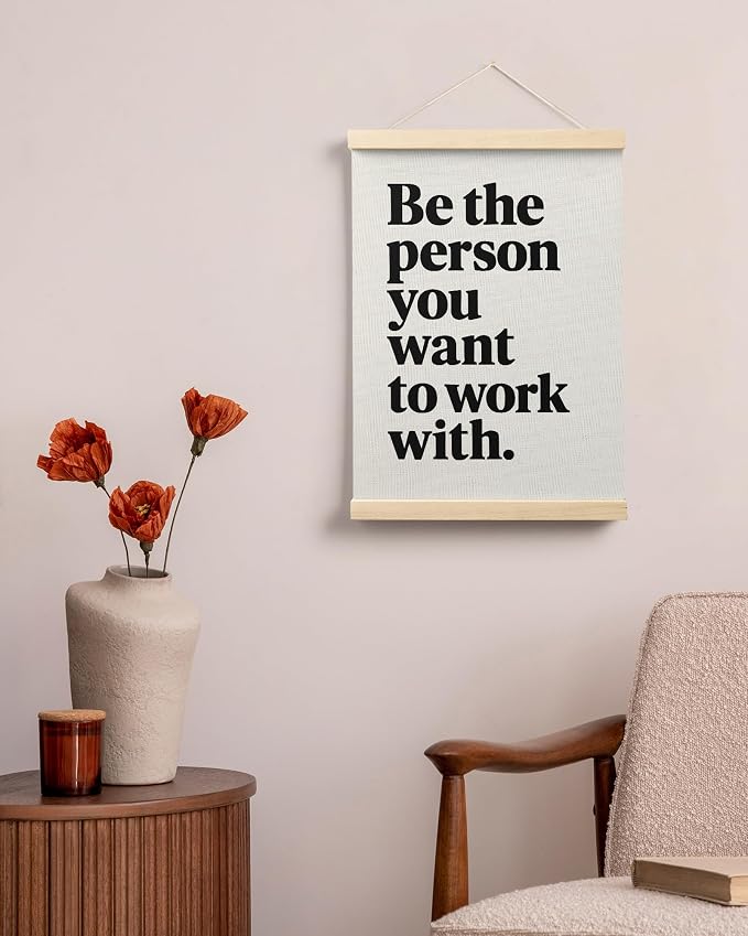 FGFK Be the Person You Want to Work with Inspirational office Framed hanging Canvas wall art Poster Prints decor for women,Trendy Motivational posters office decorations for work,12x16 Inch