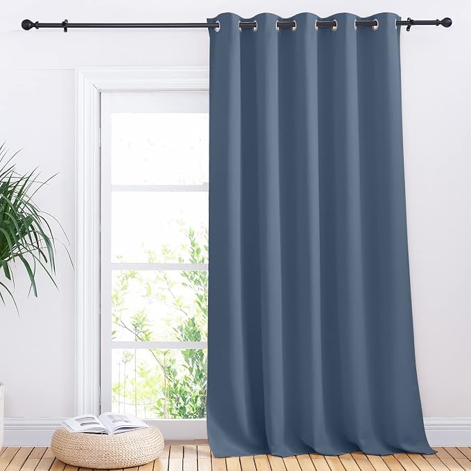 NICETOWN Bedroom Window Blackout Curtain Panel - Thermal Insulated Blackout Drape/Drapery for Loft, Guestroom (Stone Blue, 1 Panel, 70 x 95 inch)