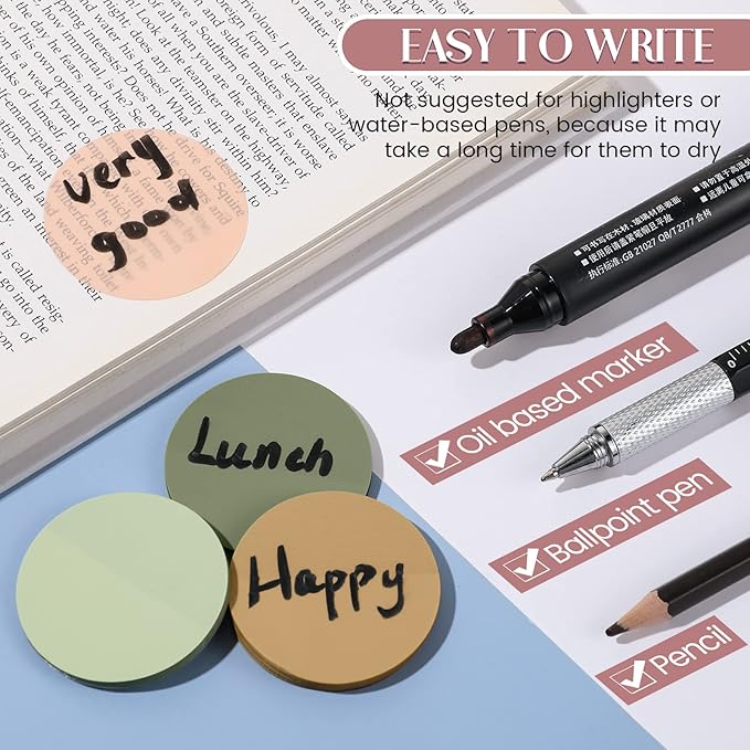 Sabary 500 Sheets Transparent Sticky Notes Round Translucent Sticky Notes Tabs Colorful Page Flags Stickers Clear Book Markers Bible Journaling Office Back to School Supplies(1.75 Inch,Colorful)
