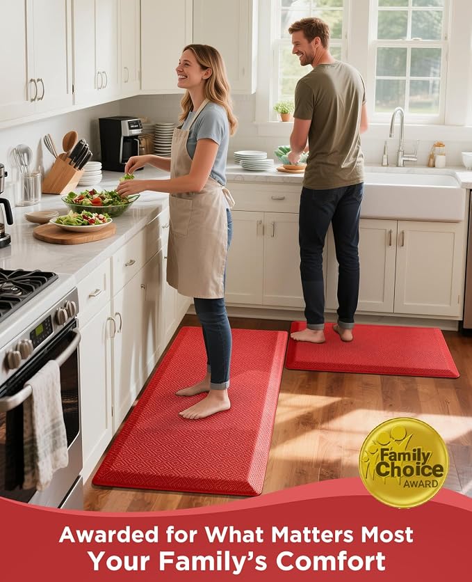 Ophanie Kitchen Mats for Floor,3/4 inch Thick,20x32 Anti Fatigue Cushioned Mat with 99+ Pairs of Anti-Slip Bottom Ridges,Kitchen Rugs,Waterproof,Comfort Ergonomic Standing Mat for Office,Home,Sink