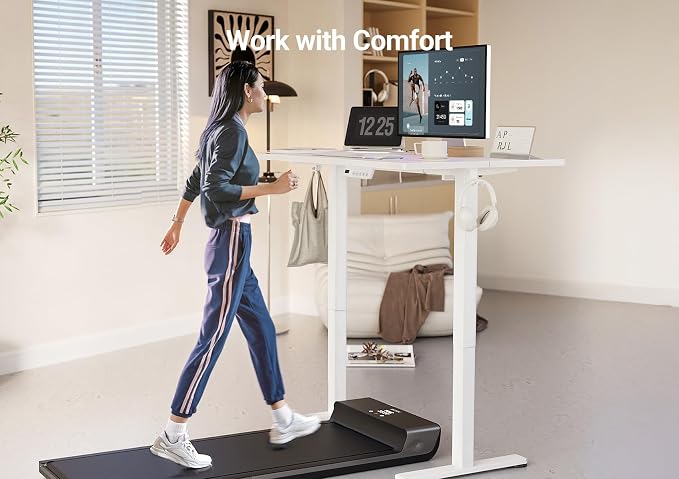 YDN Electric Standing Desk Adjustable Height, 32 x 19 Inches Stand up Desk with Cable Management, Home Office Desks with Splice Board & White Frame, White Top
