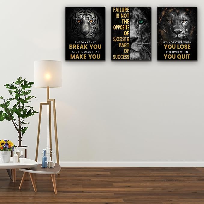 Motivational Office Wall Decor 3 Pieces Paintings Motivational PostersMotivational Wall Decor Prints Inspirational Canvas Wall Art Picture for Home Bedroom Living Room Decorations (60"Wx28"H)