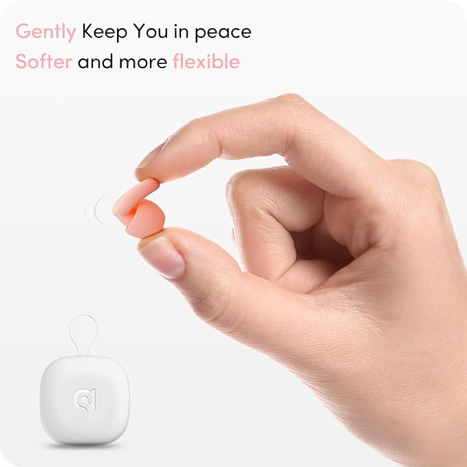 Audree Soft Ear Plugs for Noise Reduction, Reusable Flexible Earplugs for Sleep, Travelling, Focus, Study & Noise Sensitivity, 28dB Noise Cancelling, 8 Silicone Ear Tips in XS/S/M/L, Pink