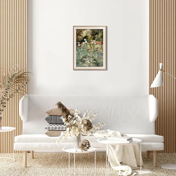 Framed Vintage Wall Art Decor, Canvas Wall Art Room Decor Vintage Still Life Flower Art Prints, Farmhouse Wall Decor Poppy Canvas Oil Painting, Rustic Botanical Floral Wall Decor Pictures, Landscpae Prints - 12x16Inch