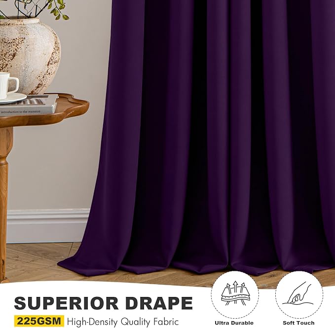 MIULEE Blackout Curtains for Bedroom Living Room 2 Panels, Thermal Insulated Room Darkening Drapes Grommet Noise Reducing Light Blocking Window Treatments 84 Inches Long 40x84 Inch Royal Purple